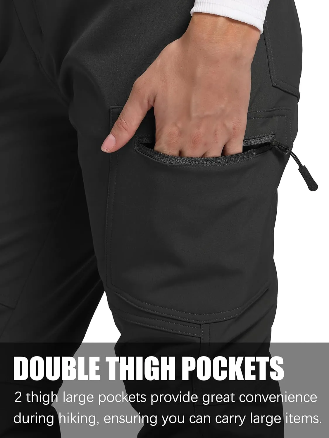Women's Fleece Lined Waterproof Hiking Pants Insulated Softshell Warm Outdoor Winter Snow Ski Pants