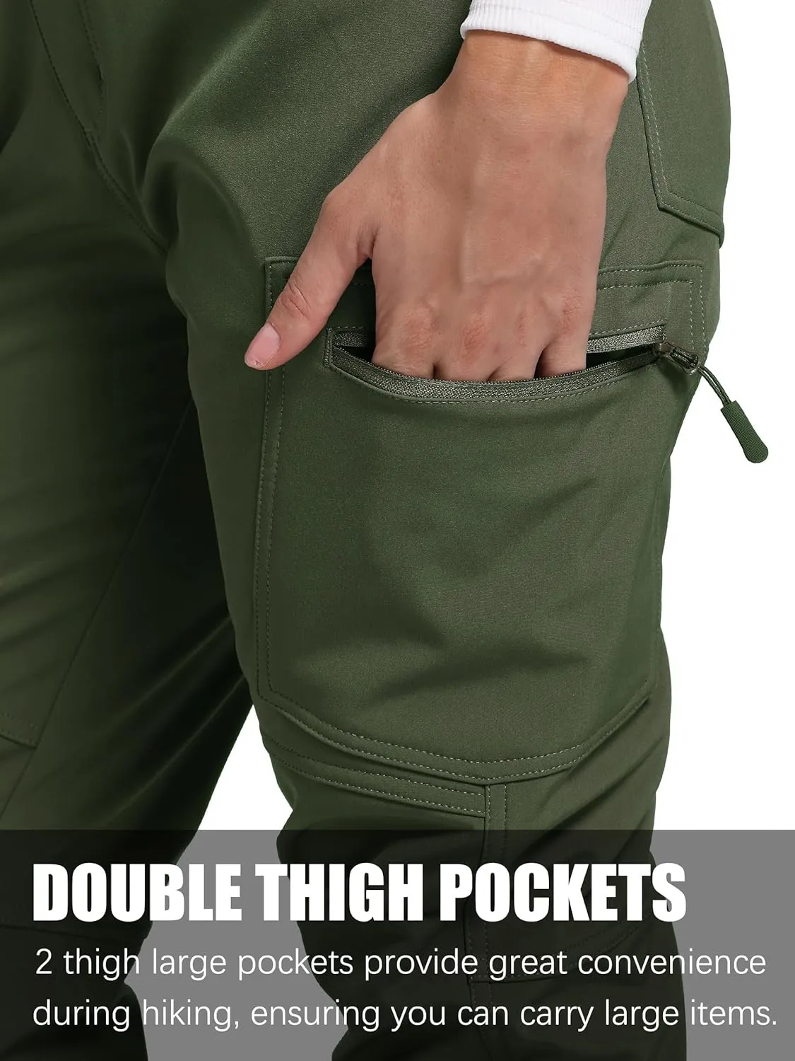Women's Fleece Lined Waterproof Hiking Pants Insulated Softshell Warm Outdoor Winter Snow Ski Pants