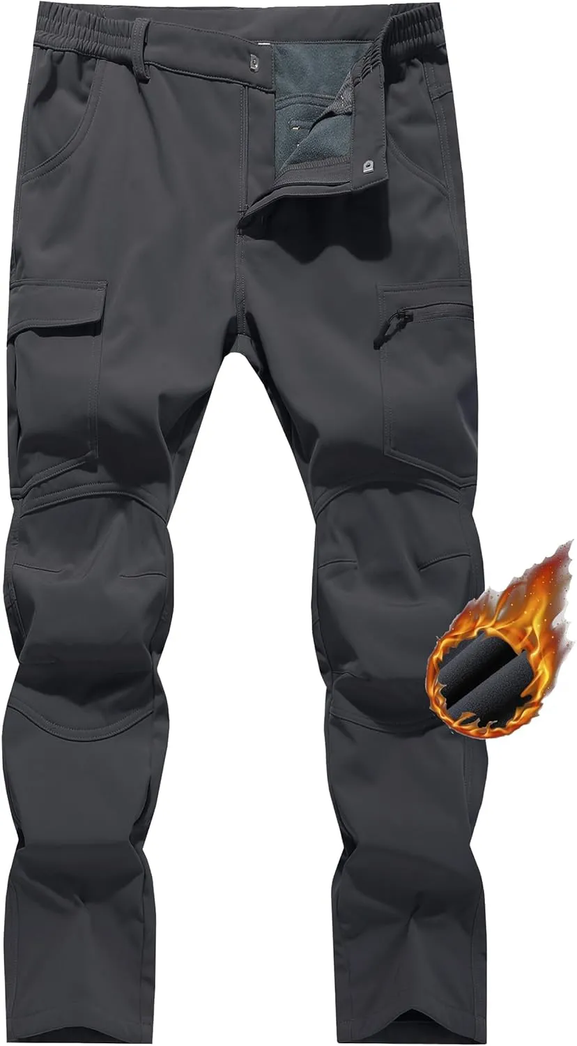 Women's Fleece Lined Waterproof Hiking Pants Insulated Softshell Warm Outdoor Winter Snow Ski Pants
