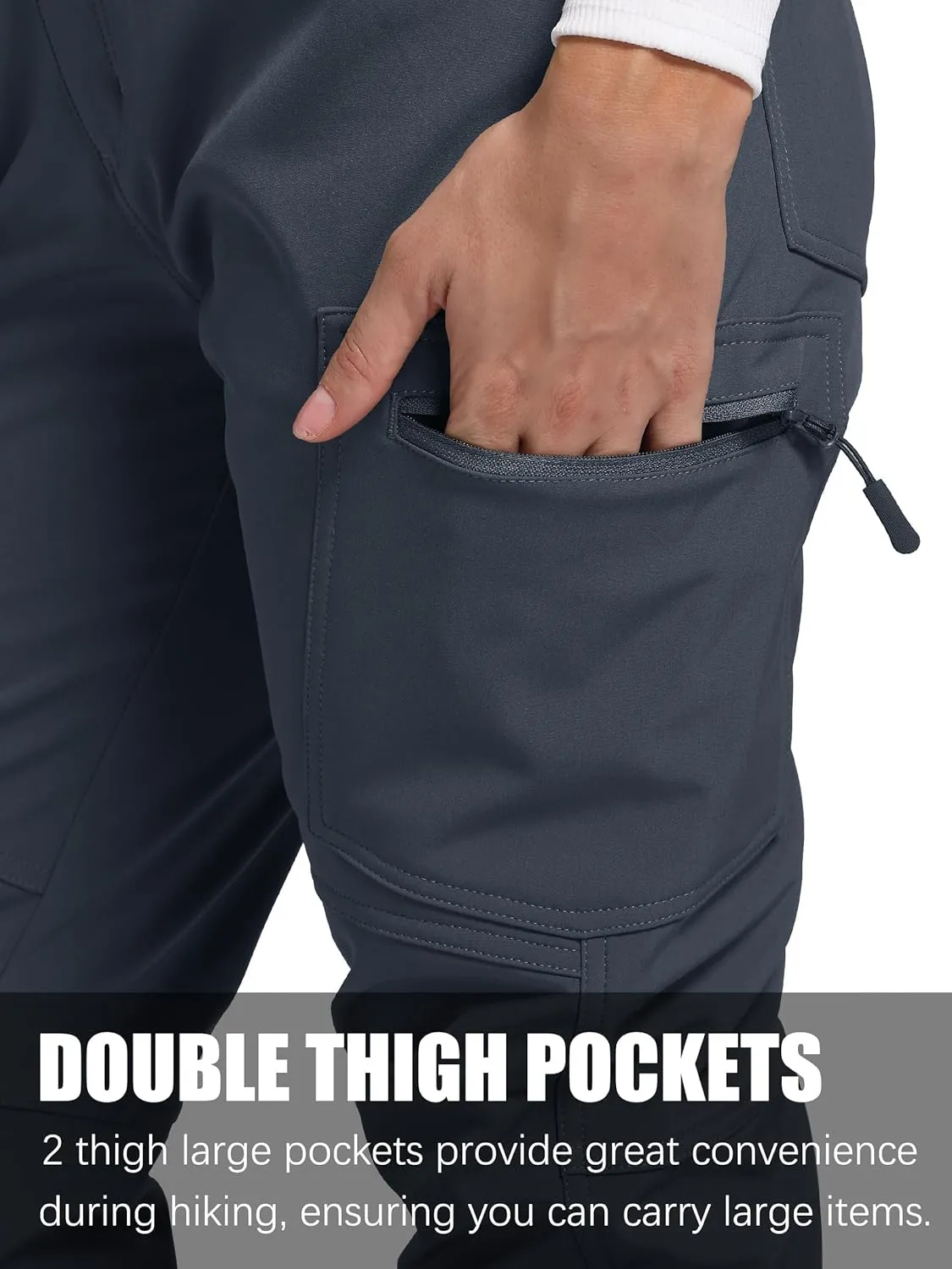 Women's Fleece Lined Waterproof Hiking Pants Insulated Softshell Warm Outdoor Winter Snow Ski Pants