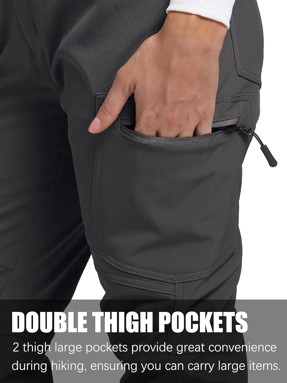 Women's Fleece Lined Waterproof Hiking Pants Insulated Softshell Warm Outdoor Winter Snow Ski Pants