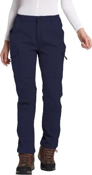 Women's Fleece Lined Waterproof Hiking Pants Insulated Softshell Warm Outdoor Winter Snow Ski Pants