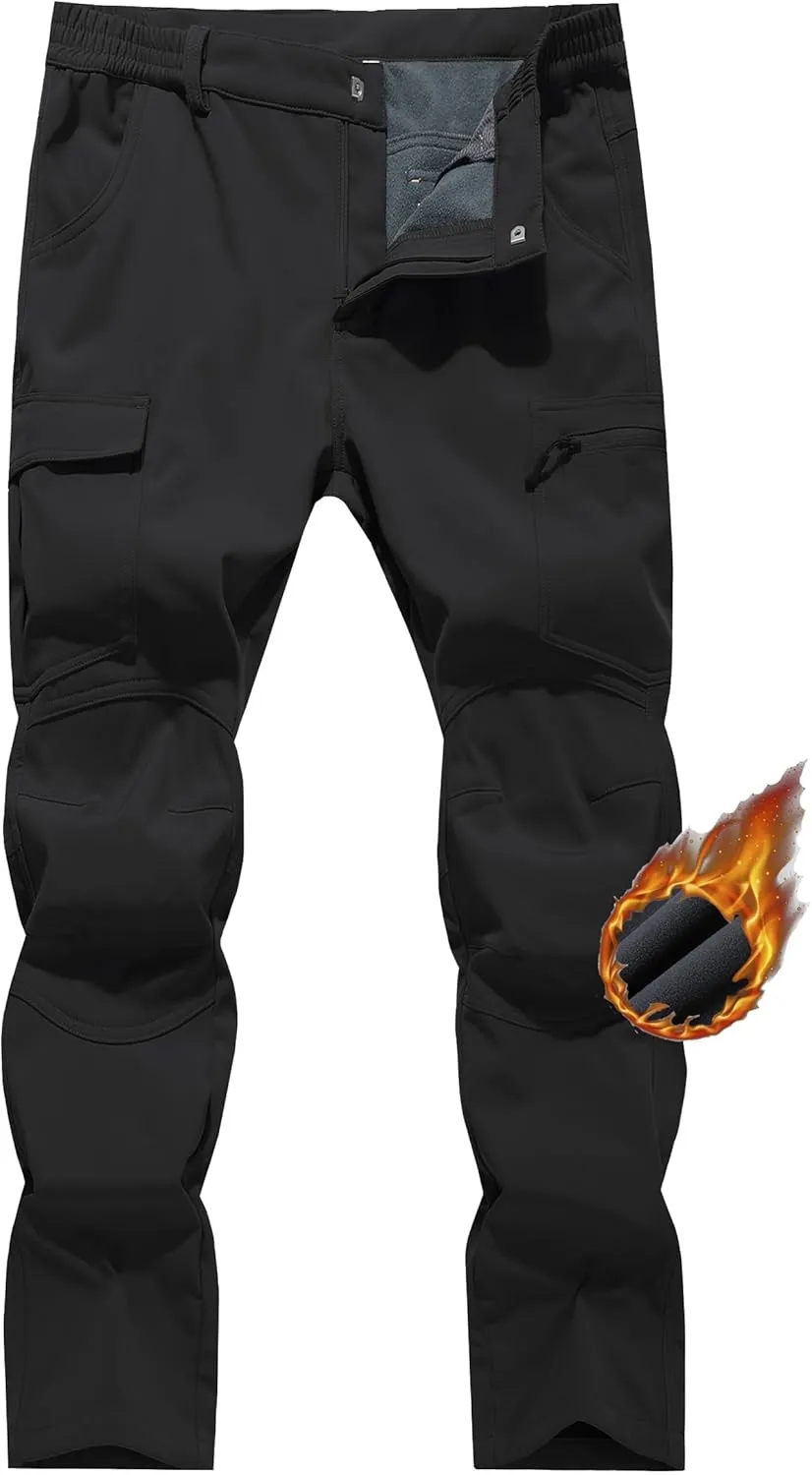Women's Fleece Lined Waterproof Hiking Pants Insulated Softshell Warm Outdoor Winter Snow Ski Pants