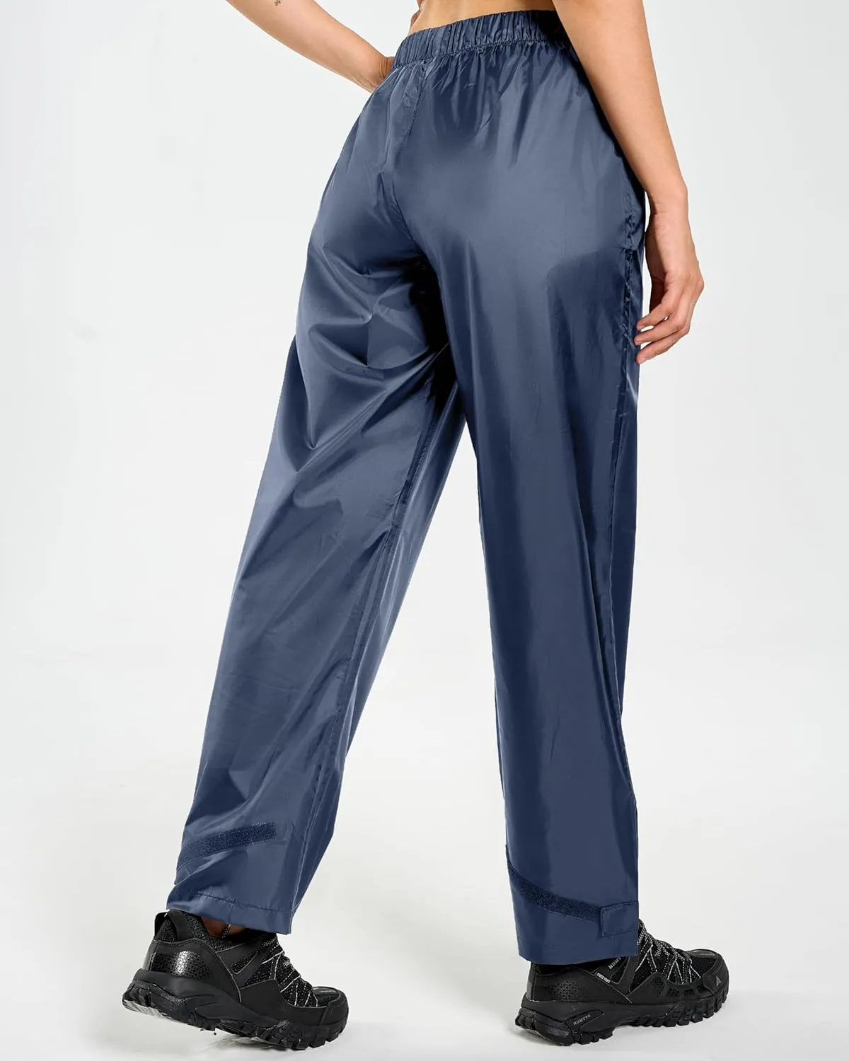 Women's Lightweight Waterproof Windproof Hiking Rain Pants Foldable Fishing Outdoor Rain Pants with Storage Bag