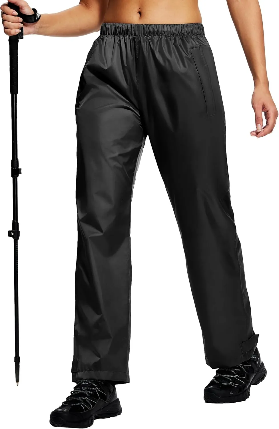 Women's Lightweight Waterproof Windproof Hiking Rain Pants Foldable Fishing Outdoor Rain Pants with Storage Bag