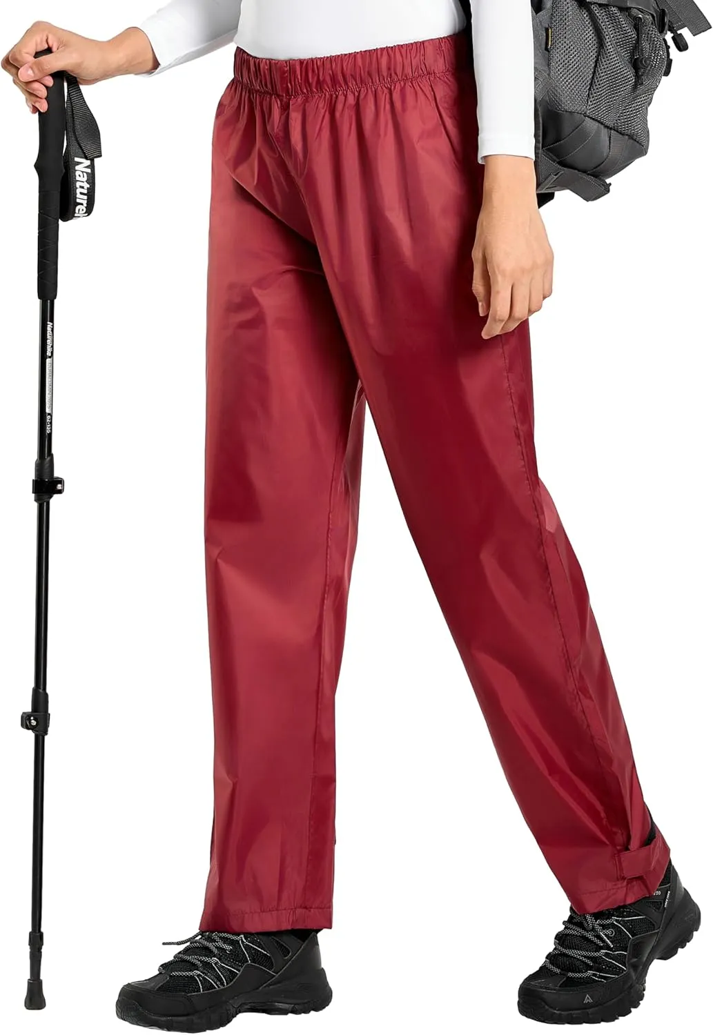 Women's Lightweight Waterproof Windproof Hiking Rain Pants Foldable Fishing Outdoor Rain Pants with Storage Bag