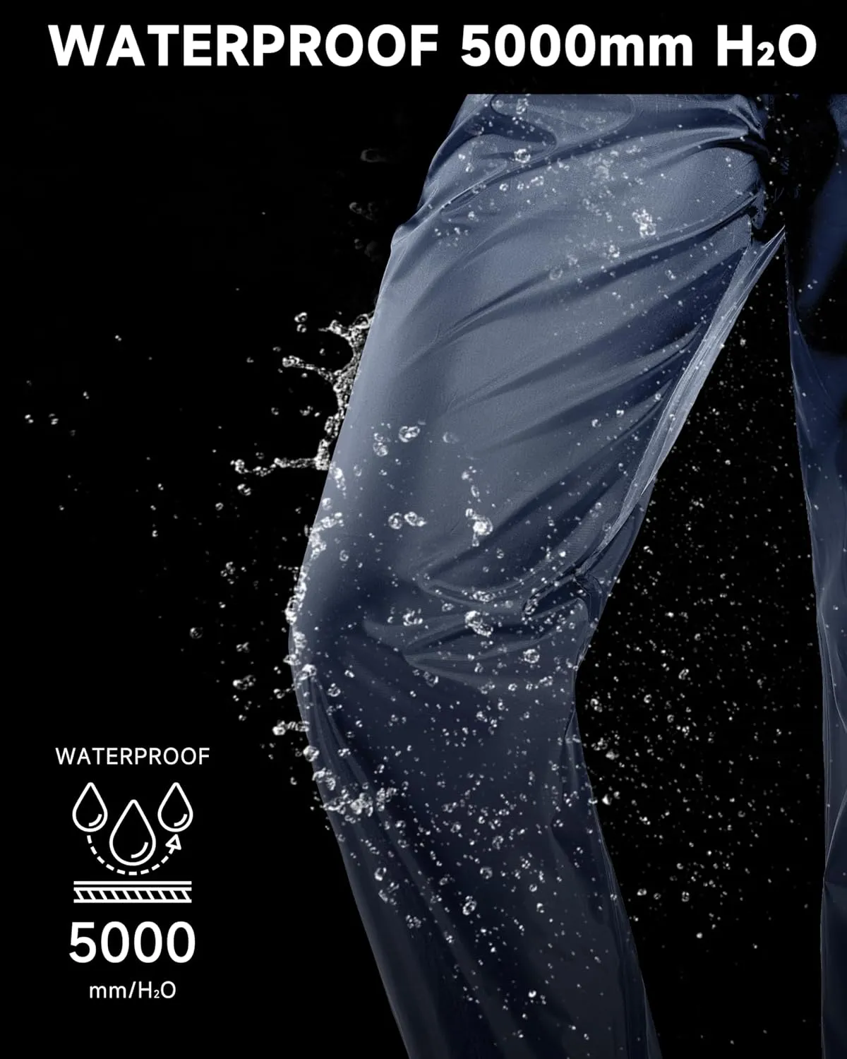 Women's Lightweight Waterproof Windproof Hiking Rain Pants Foldable Fishing Outdoor Rain Pants with Storage Bag