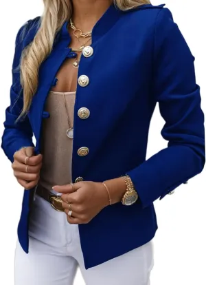 Women's Long Sleeve Button Short Blazers Dressy Business Casual Cropped Work Blazer Suit Jackets for Women