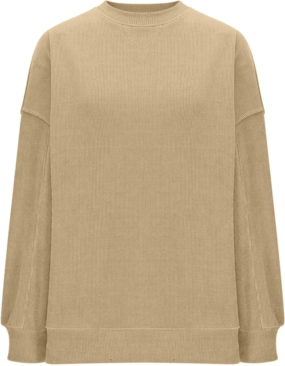 Womens Long Sleeve Tops 2025 Loose Crewneck Sweatshirt Trendy Casual Loose Fit Spring Fashion Pullover Knit Outfit