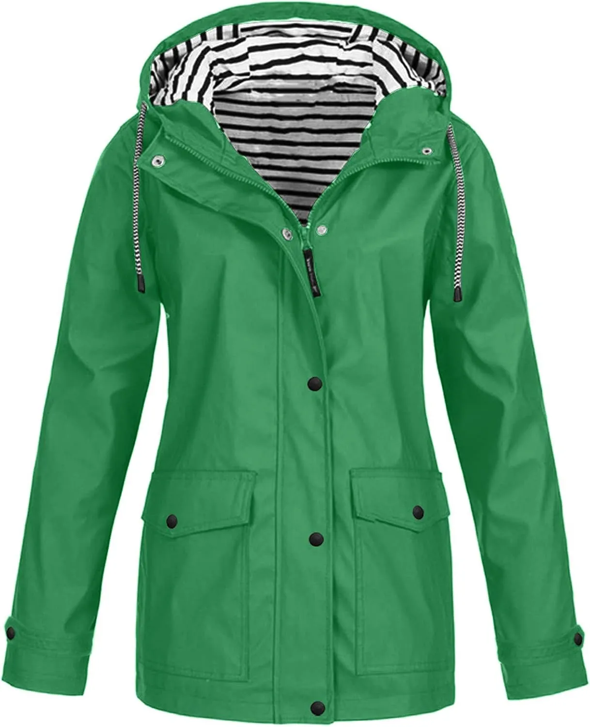 Womens Rain Coats Long Sleeve Hooded Waterproof Jacket
