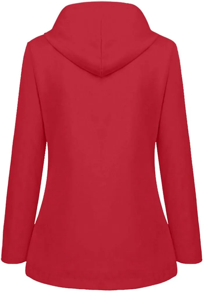 Womens Rain Coats Long Sleeve Hooded Waterproof Jacket