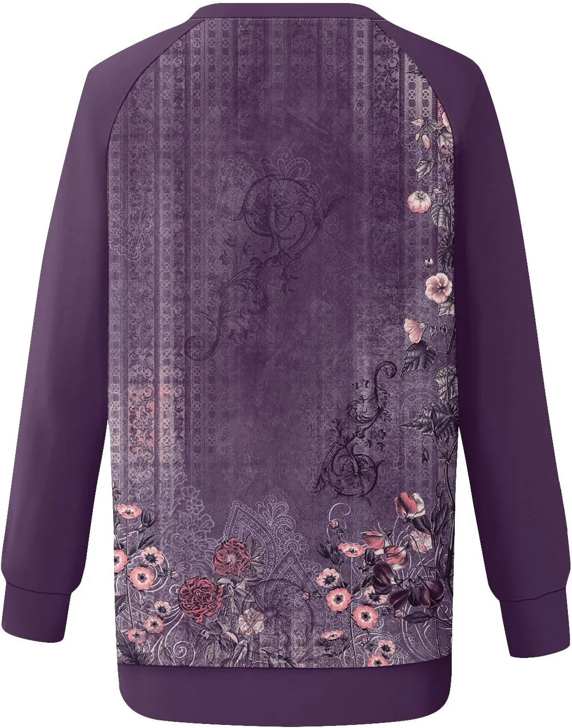 Womens Sweatshirts Floral Print Long Sleeve Loose Fit Shirts Crewneck Cute Trendy Clothing Sweater