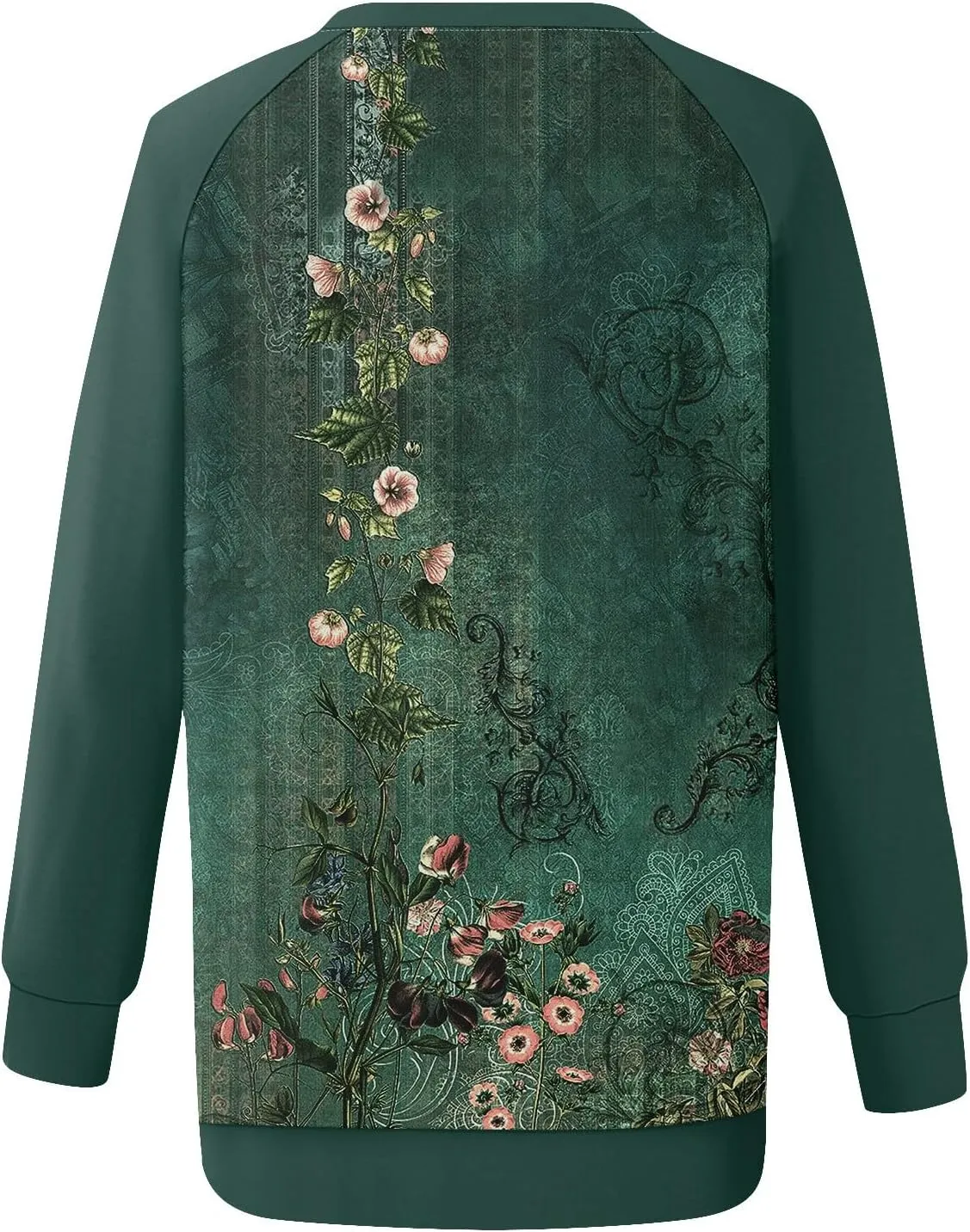 Womens Sweatshirts Floral Print Long Sleeve Loose Fit Shirts Crewneck Cute Trendy Clothing Sweater