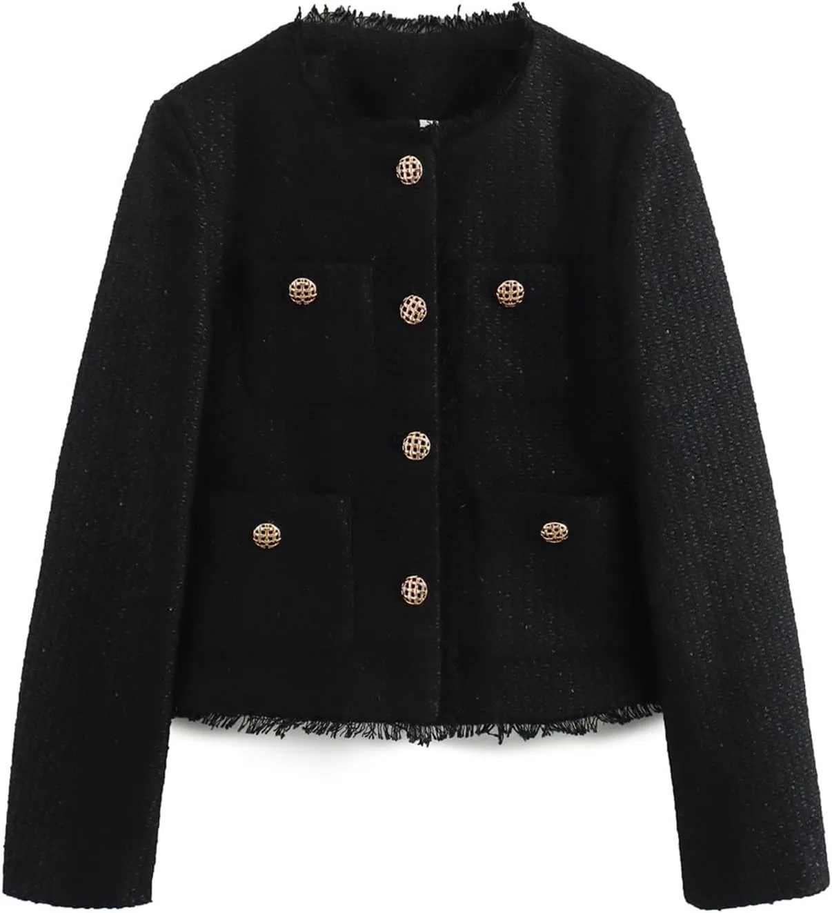 Womens Tweed Blazers Winter Fashion Elegant Casual Work Jackets with Pockets