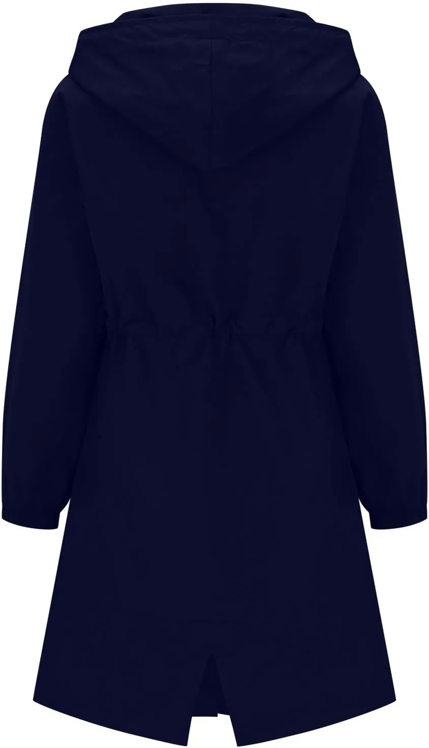 Women's Waterproof Trench Coat Long Sleeve Double Breasted Oversized Rain Jacket Hooded Windbreaker Casual Raincoat