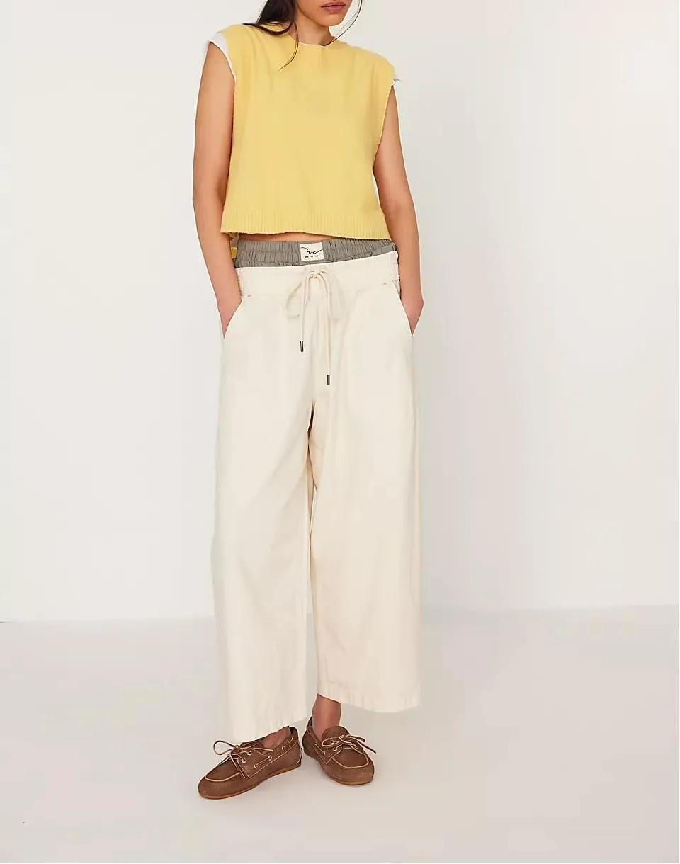 yoeasy Women's Wide Leg Jeans Mid Rise Stretchy Straight Leg Baggy Drawstring Casual Denim Pants