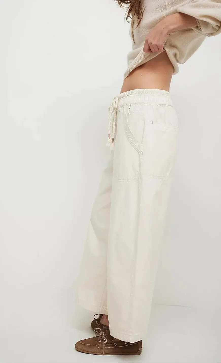 yoeasy Women's Wide Leg Jeans Mid Rise Stretchy Straight Leg Baggy Drawstring Casual Denim Pants