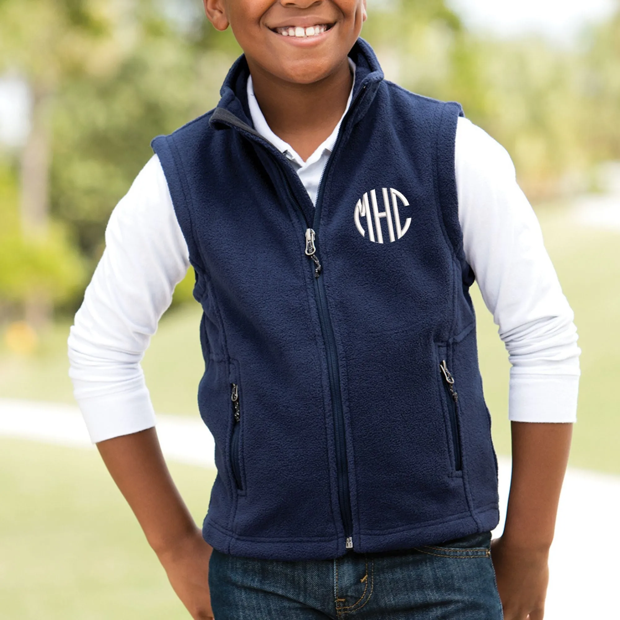 Youth Monogrammed Embroidered Fleece Vest