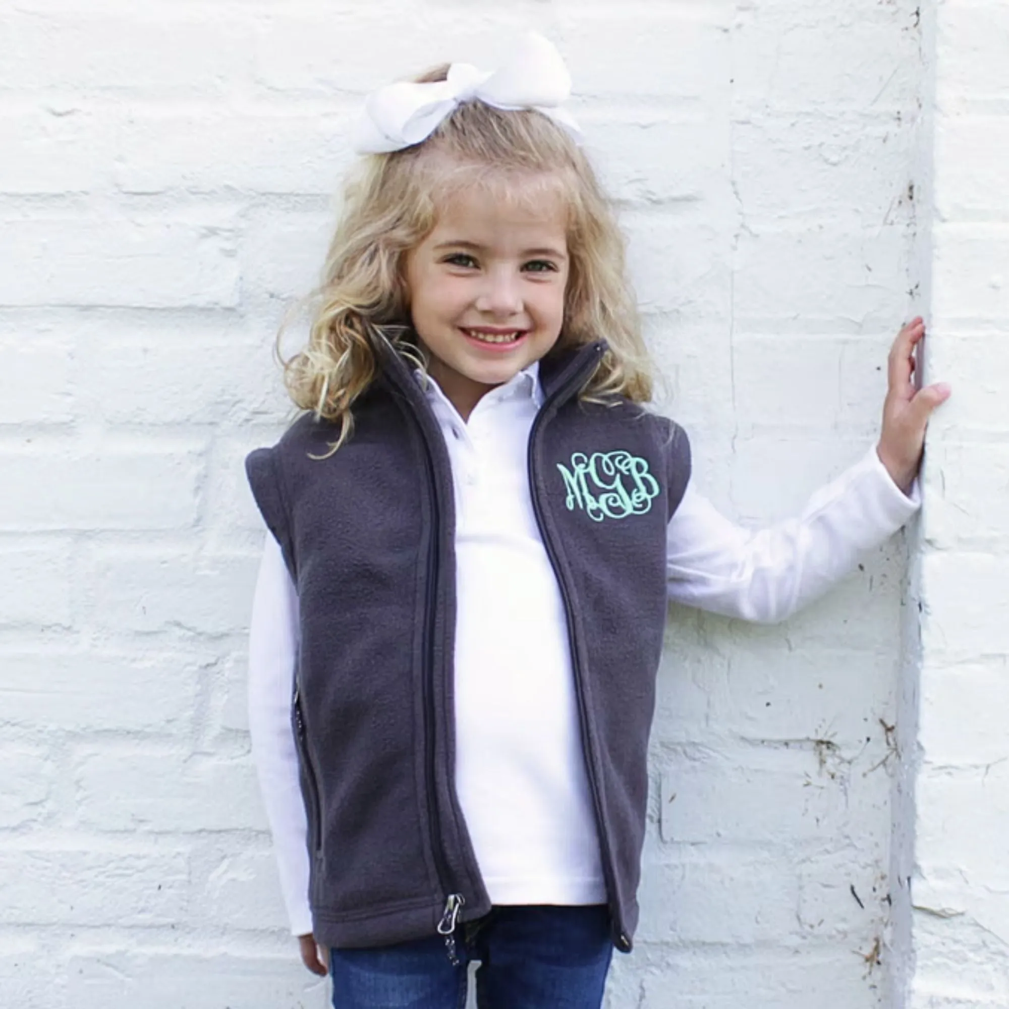 Youth Monogrammed Embroidered Fleece Vest