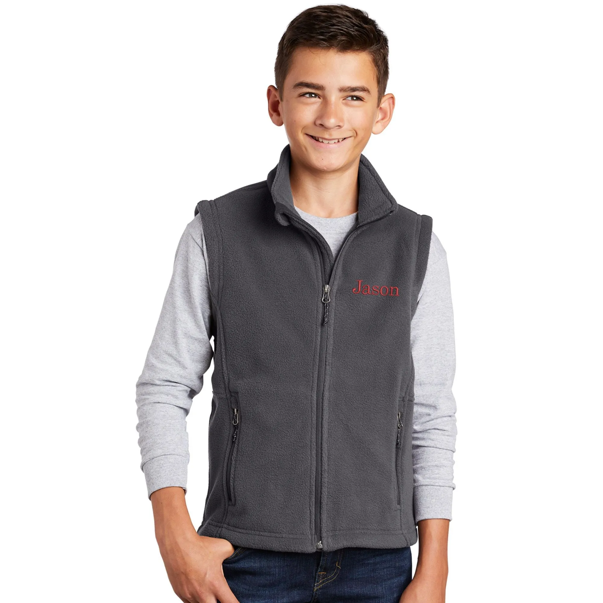 Youth Monogrammed Embroidered Fleece Vest