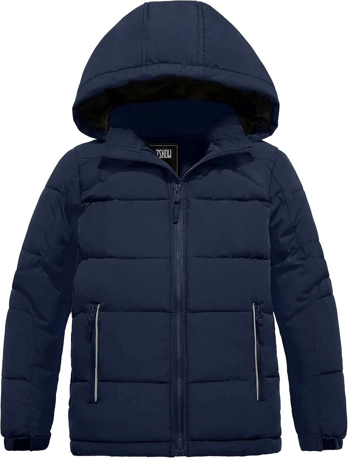 ZSHOW Boys' Hooded Puffer Jacket Waterproof Warm Winter Coat Soft Fleece Lined Outerwear Jacket