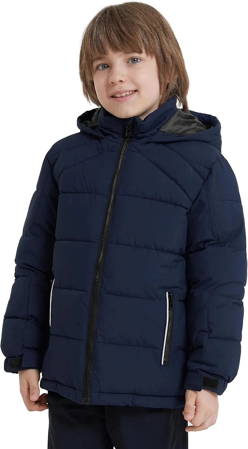 ZSHOW Boys' Hooded Puffer Jacket Waterproof Warm Winter Coat Soft Fleece Lined Outerwear Jacket