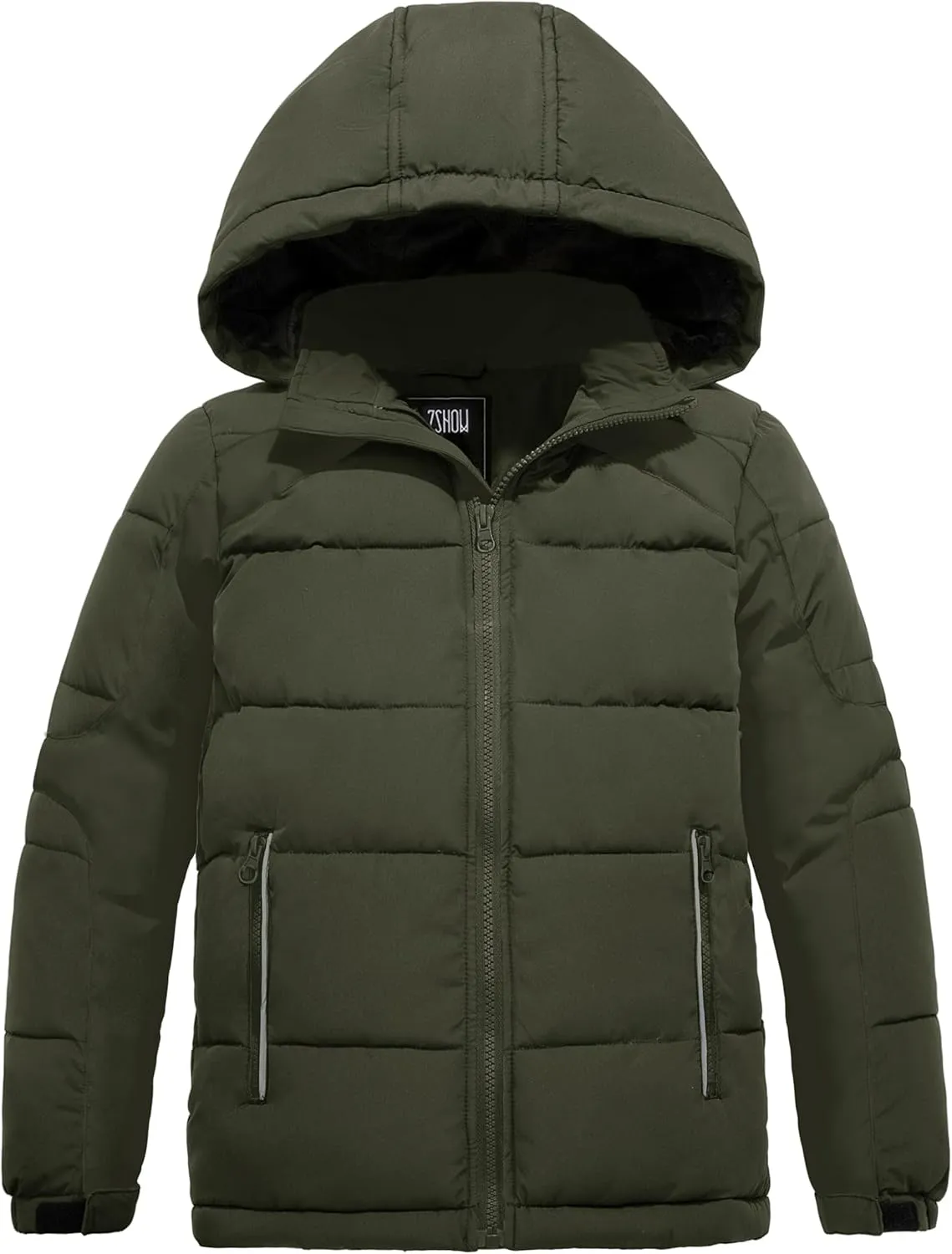 ZSHOW Boys' Hooded Puffer Jacket Waterproof Warm Winter Coat Soft Fleece Lined Outerwear Jacket
