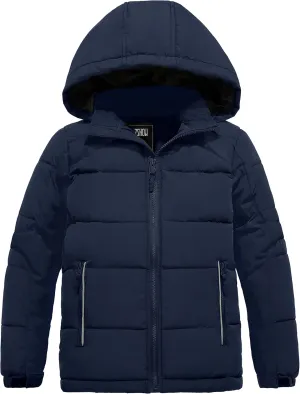 ZSHOW Boys' Hooded Puffer Jacket Waterproof Warm Winter Coat Soft Fleece Lined Outerwear Jacket