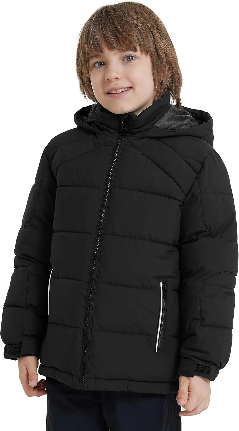 ZSHOW Boys' Hooded Puffer Jacket Waterproof Warm Winter Coat Soft Fleece Lined Outerwear Jacket