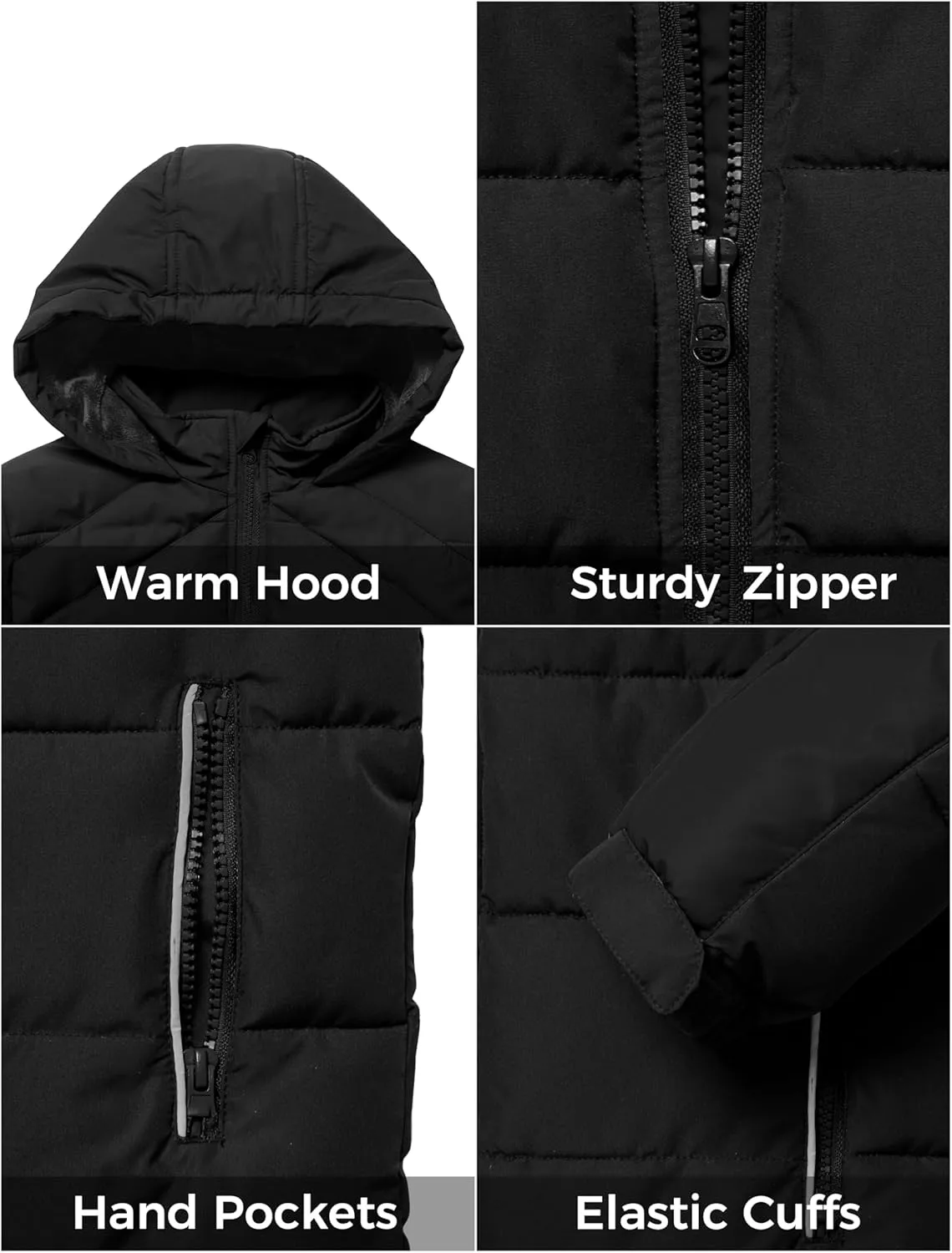ZSHOW Boys' Hooded Puffer Jacket Waterproof Warm Winter Coat Soft Fleece Lined Outerwear Jacket
