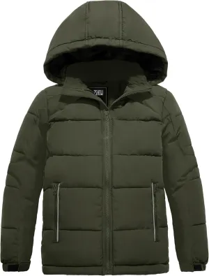 ZSHOW Boys' Hooded Puffer Jacket Waterproof Warm Winter Coat Soft Fleece Lined Outerwear Jacket