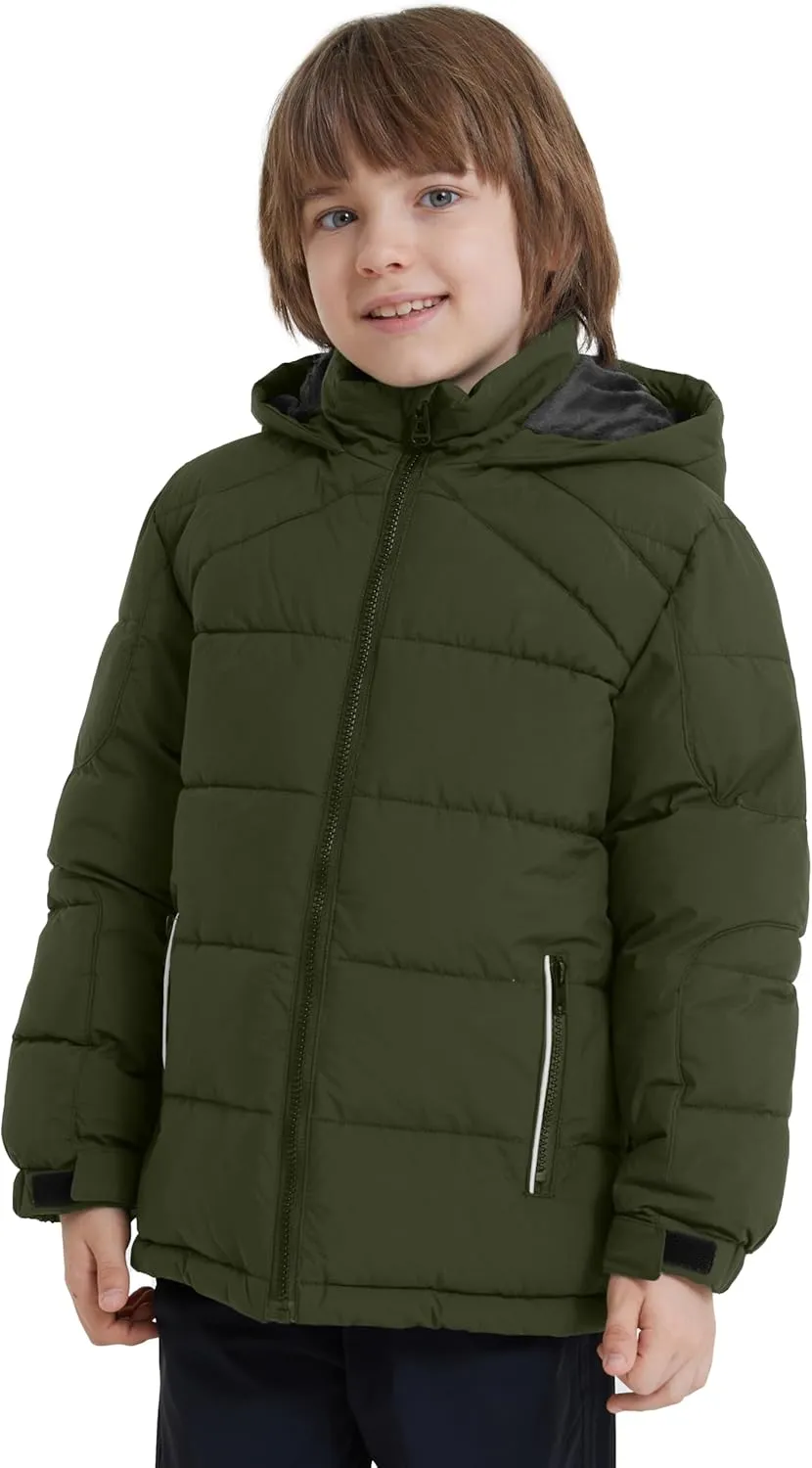 ZSHOW Boys' Hooded Puffer Jacket Waterproof Warm Winter Coat Soft Fleece Lined Outerwear Jacket