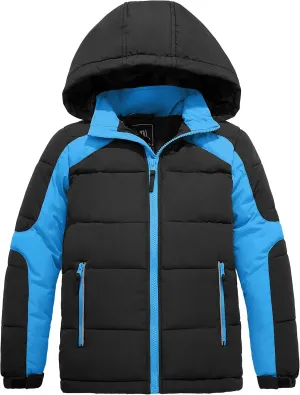 ZSHOW Boys' Hooded Puffer Jacket Waterproof Warm Winter Coat Soft Fleece Lined Outerwear Jacket