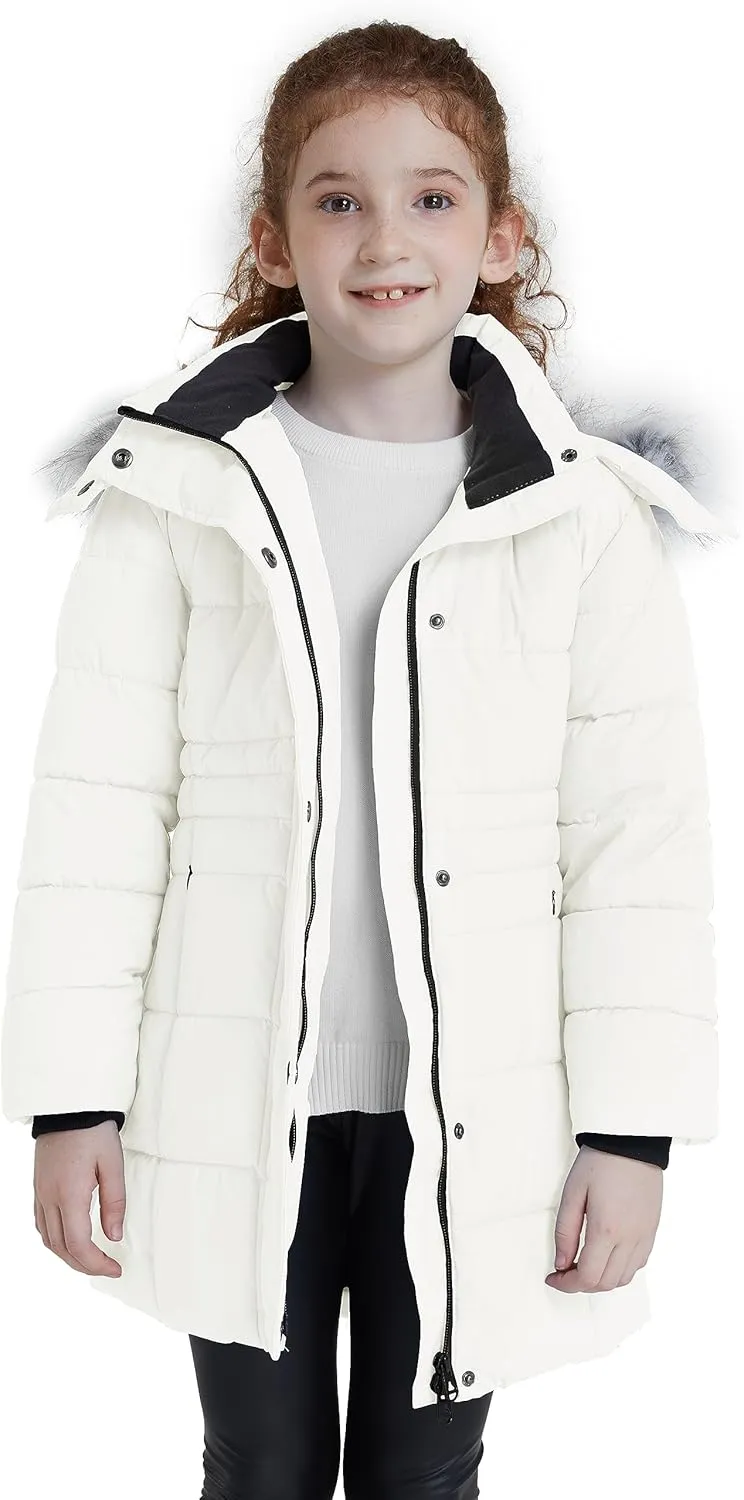 ZSHOW Girls' Winter Coat Long Hooded Parka Soft Fleece Puffer Jacket with Removable Hood