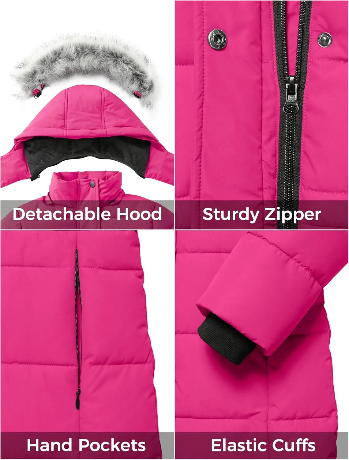 ZSHOW Girls' Winter Coat Long Hooded Parka Soft Fleece Puffer Jacket with Removable Hood