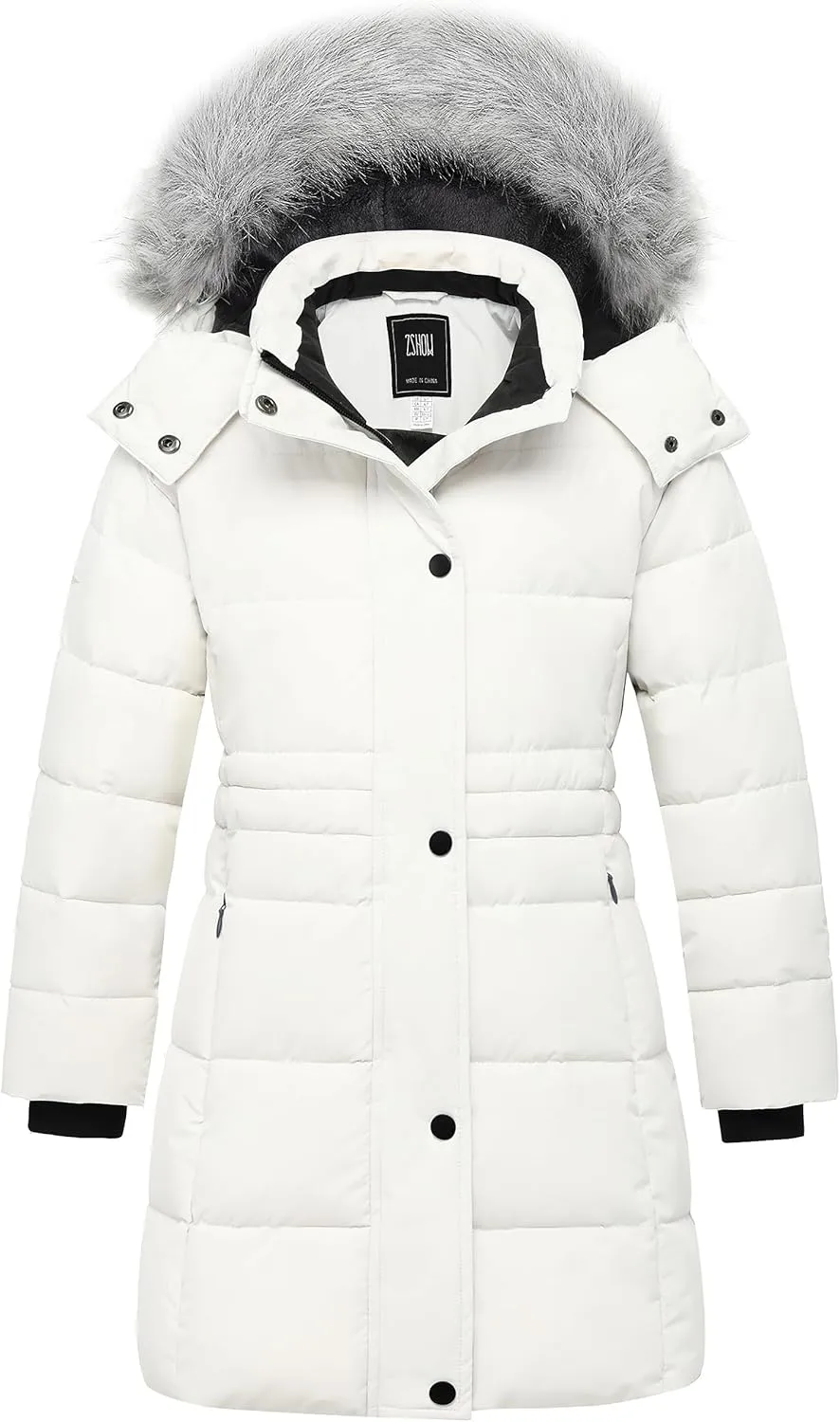 ZSHOW Girls' Winter Coat Long Hooded Parka Soft Fleece Puffer Jacket with Removable Hood