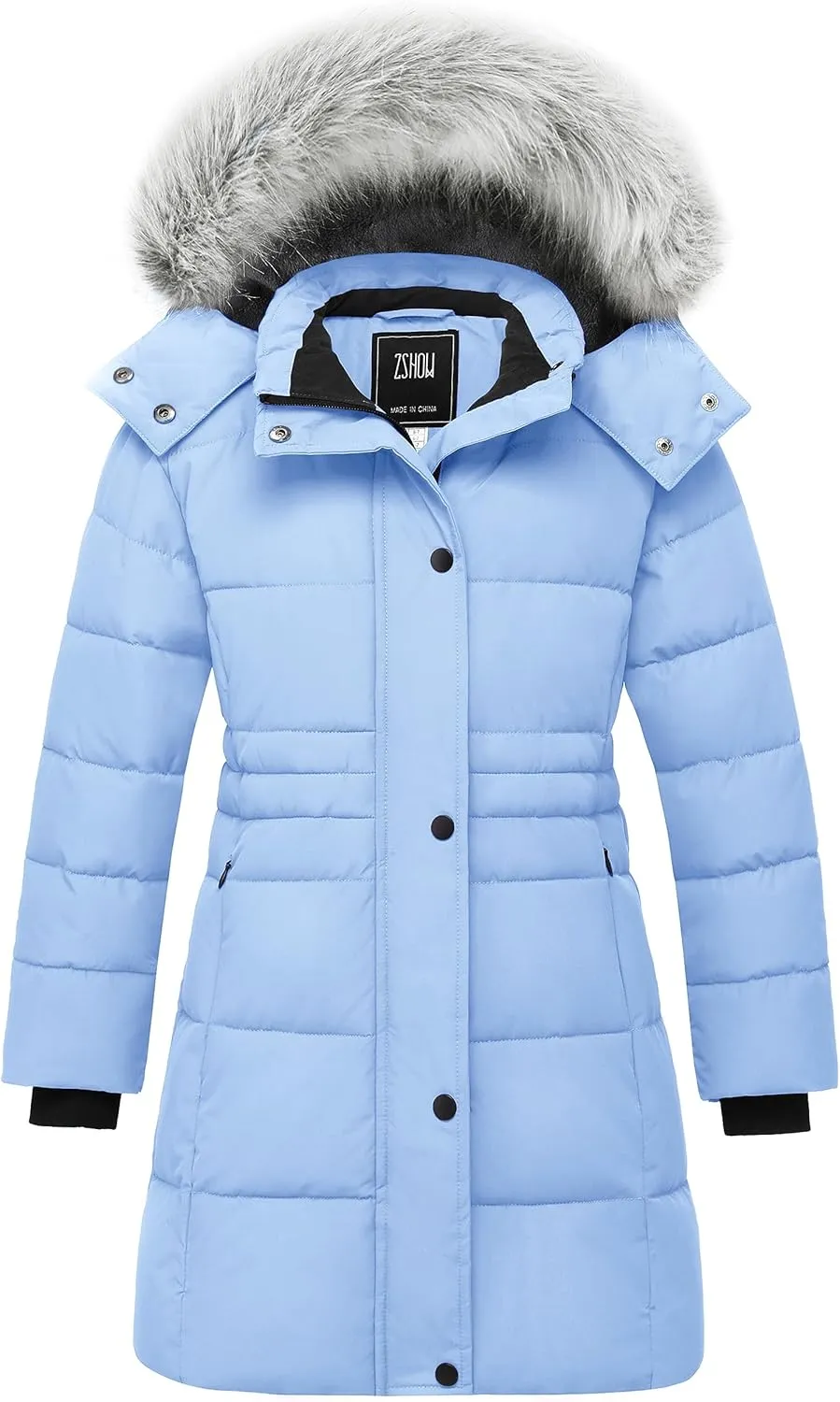 ZSHOW Girls' Winter Coat Long Hooded Parka Soft Fleece Puffer Jacket with Removable Hood