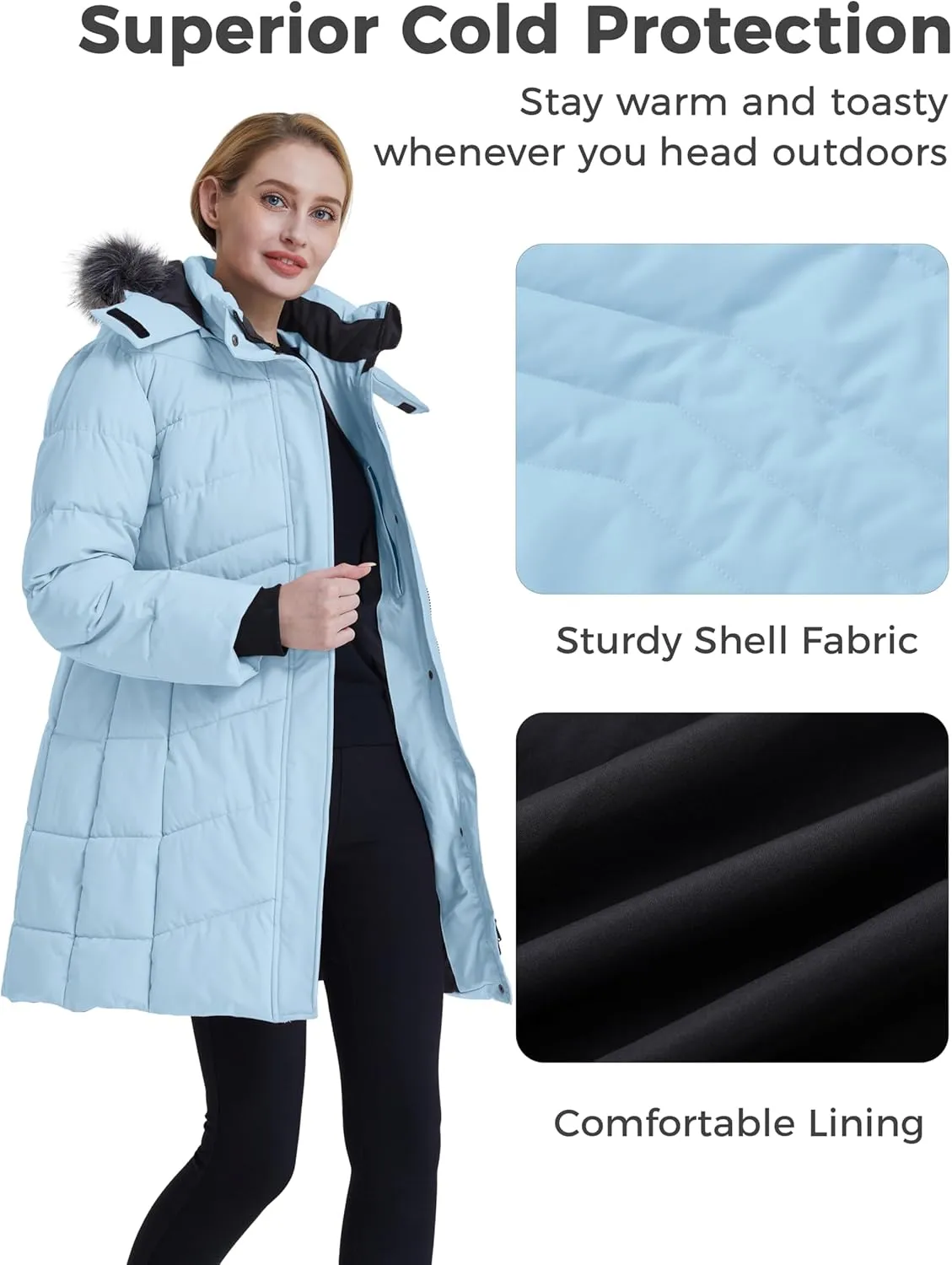 ZSHOW Women's Winter Coat Waterproof Warm Puffer Jacket Long Parka with Faux Detachable Hood