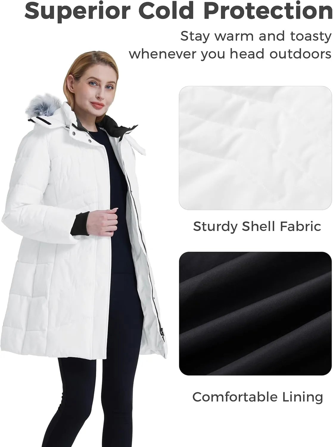 ZSHOW Women's Winter Coat Waterproof Warm Puffer Jacket Long Parka with Faux Detachable Hood