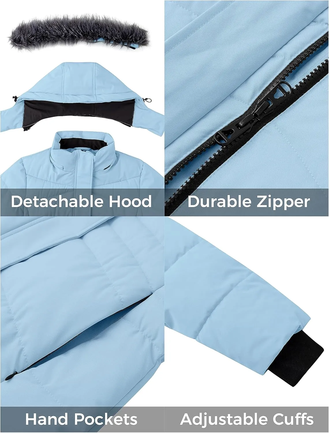 ZSHOW Women's Winter Coat Waterproof Warm Puffer Jacket Long Parka with Faux Detachable Hood