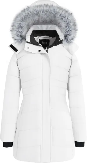 ZSHOW Women's Winter Coat Waterproof Warm Puffer Jacket Long Parka with Faux Detachable Hood