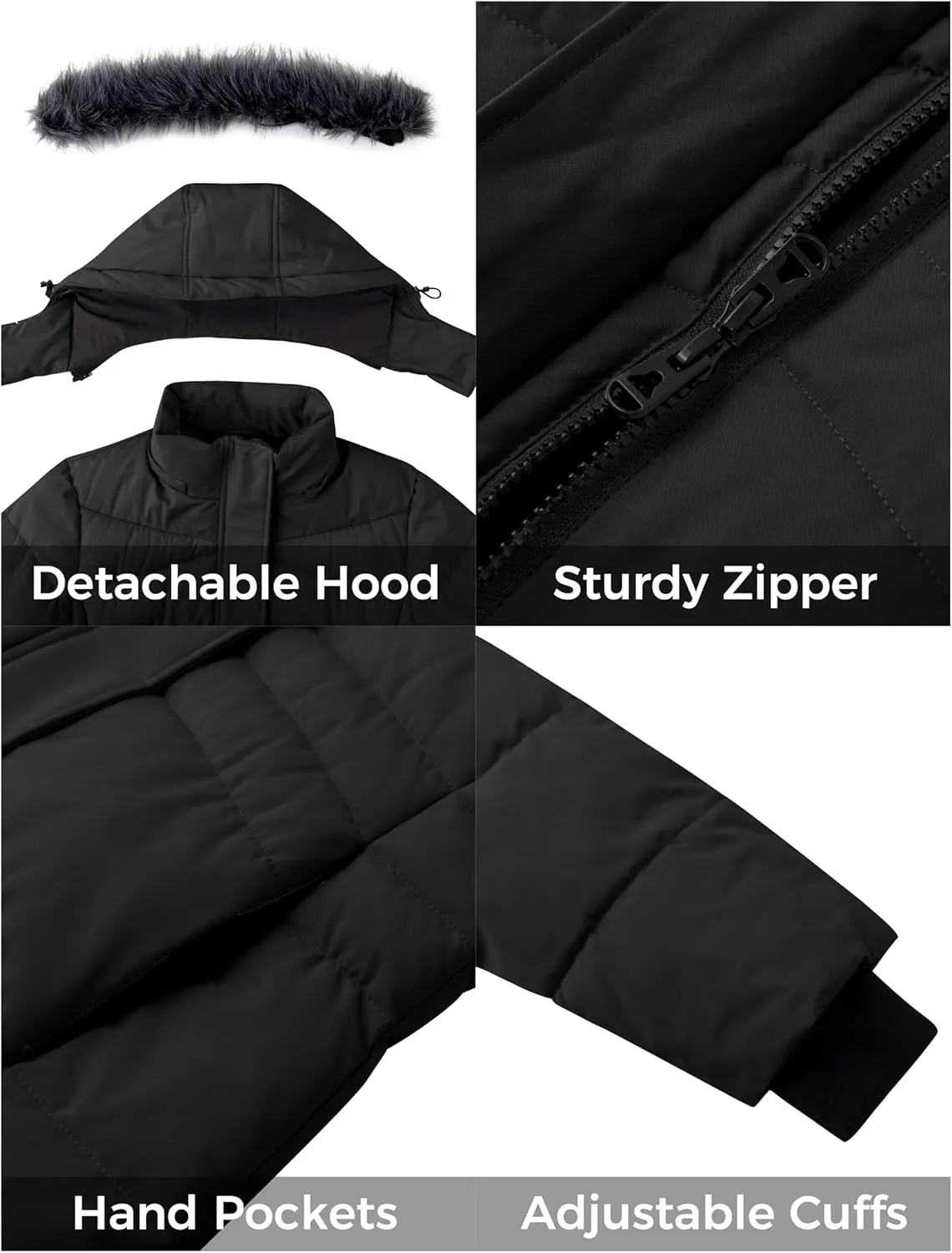 ZSHOW Women's Winter Coat Waterproof Warm Puffer Jacket Long Parka with Faux Detachable Hood