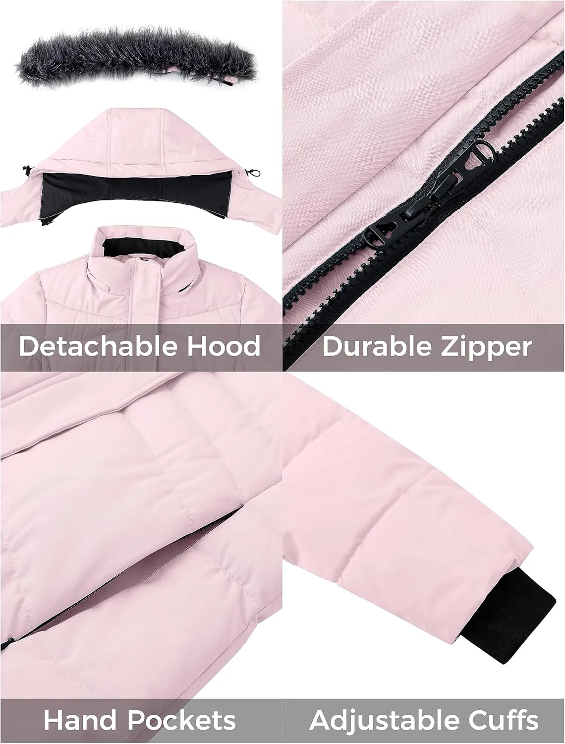 ZSHOW Women's Winter Coat Waterproof Warm Puffer Jacket Long Parka with Faux Detachable Hood