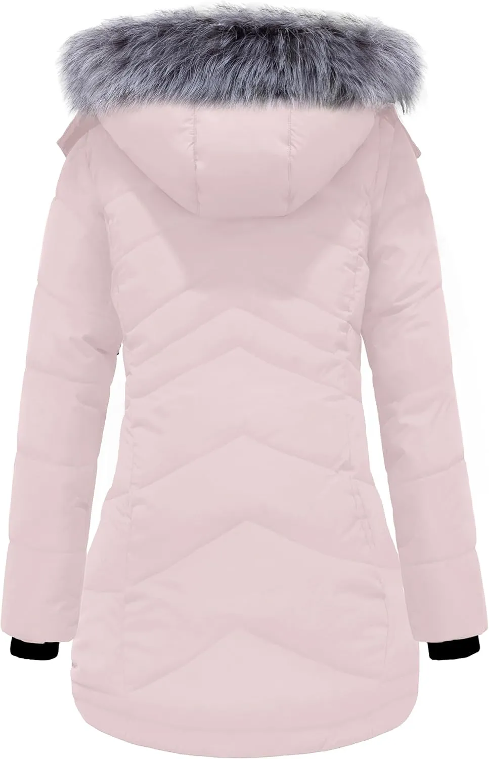 ZSHOW Women's Winter Coat Waterproof Warm Puffer Jacket Long Parka with Faux Detachable Hood