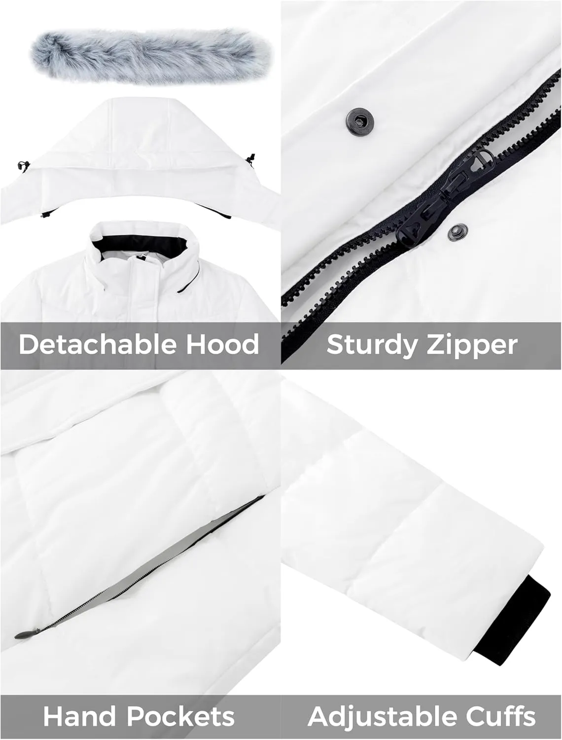 ZSHOW Women's Winter Coat Waterproof Warm Puffer Jacket Long Parka with Faux Detachable Hood