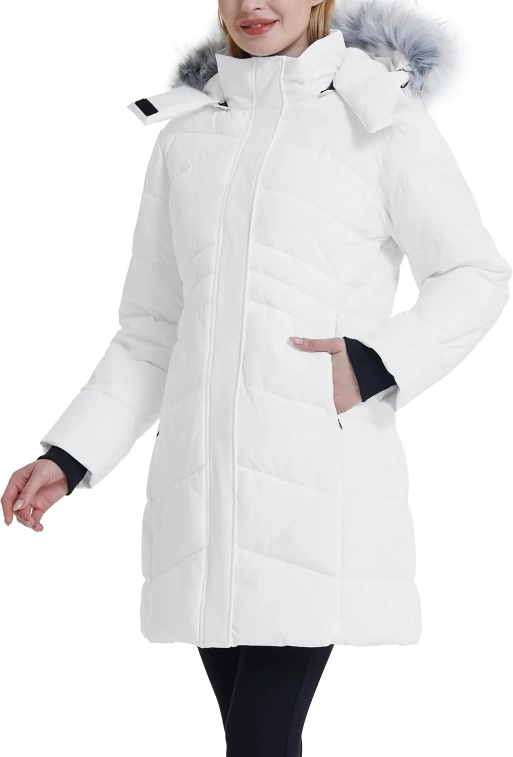 ZSHOW Women's Winter Coat Waterproof Warm Puffer Jacket Long Parka with Faux Detachable Hood