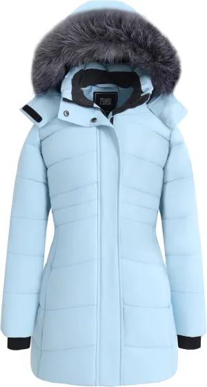 ZSHOW Women's Winter Coat Waterproof Warm Puffer Jacket Long Parka with Faux Detachable Hood