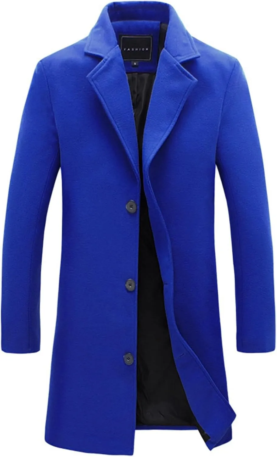 ZYXTIM Men's Wool Blend Pea Coat Notched Collar Single Breasted Trench Coat Oversize Long Classic Office Work Jacket Coat